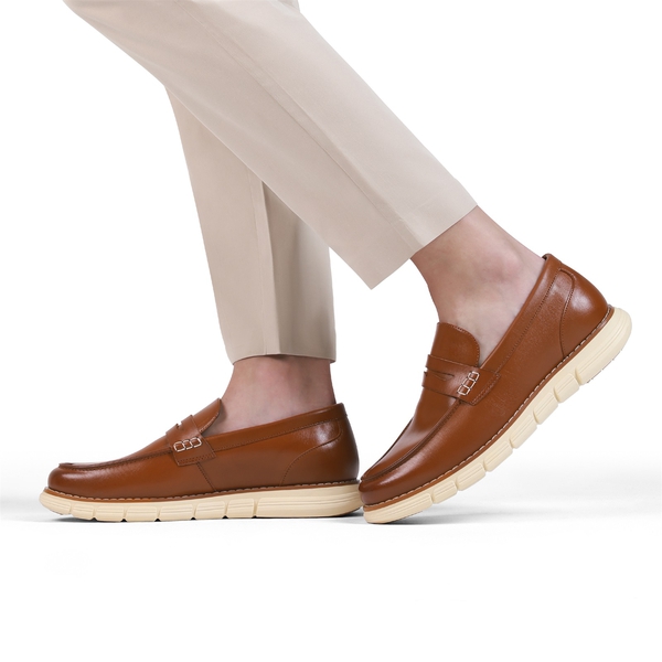 Men's PU Leather Penny Loafers - BROWN - 7